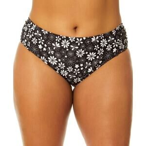 Salt + Cove Plus Size Coastal Fleurs Mid-Rise Bikini Bottoms Black/White NWT 0X